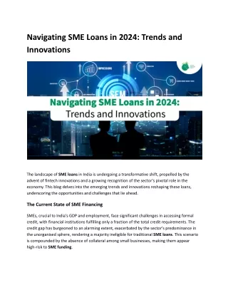 Navigating SME Loans in 2024: Trends and Innovations