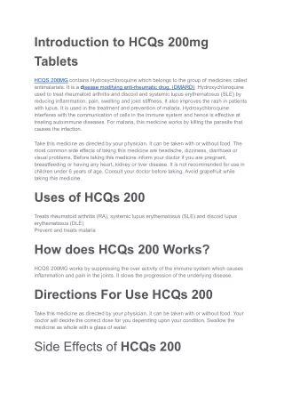 HCQs 200mg Tablets