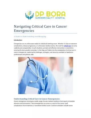 Navigating Critical Care in Cancer Emergencies