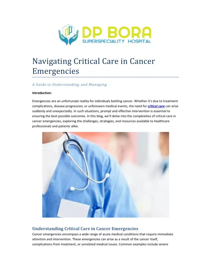 navigating critical care in cancer emergencies