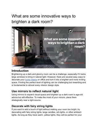 What are some innovative ways to brighten a dark room_