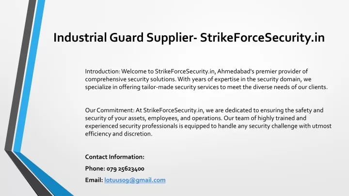 industrial guard supplier strikeforcesecurity in