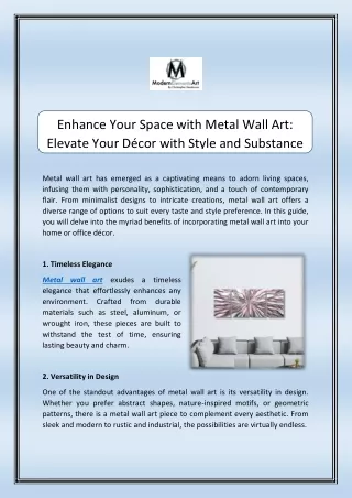 Enhance Your Space with Metal Wall Art Elevate Your Décor with Style and Substance
