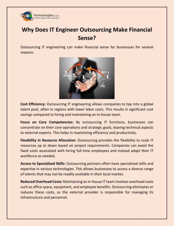 why does it engineer outsourcing make financial