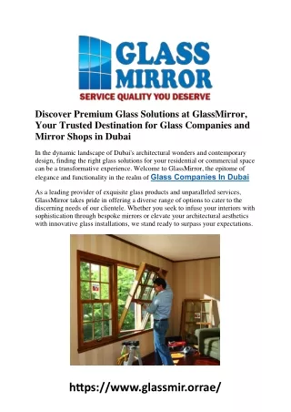 Discover Premium Glass Solutions at GlassMirror, Your Trusted Destination for Gl