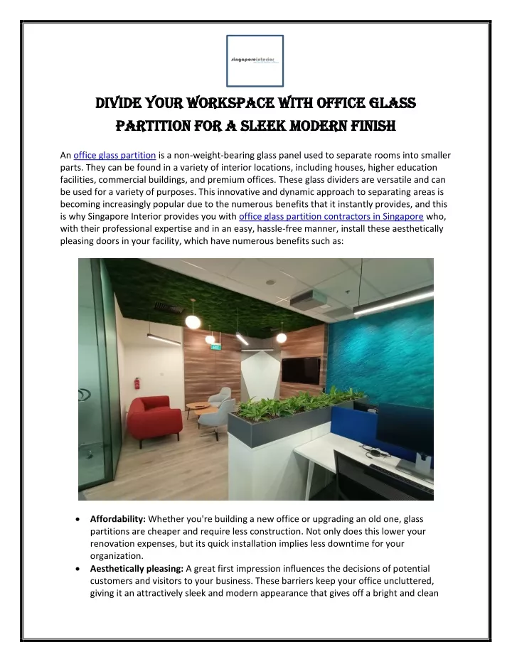 divide your workspace with office glass divide