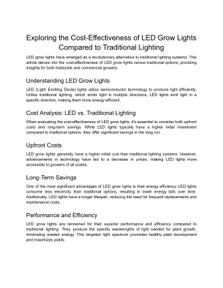 exploring the cost effectiveness of led grow