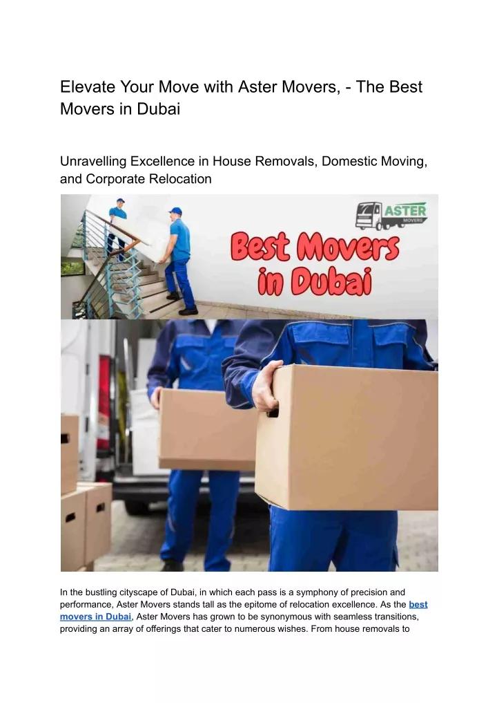 elevate your move with aster movers the best