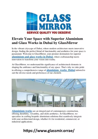 Elevate Your Space with Superior Aluminium and Glass Works in Dubai by GlassMirr