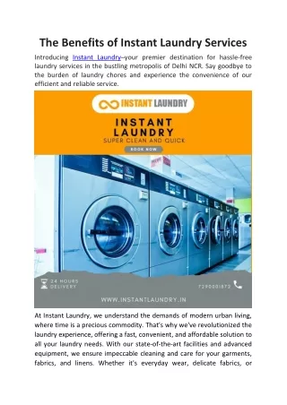 The Benefits of Instant Laundry Services