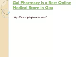 Gai Pharmacy is a Best Online Medical Store in Goa