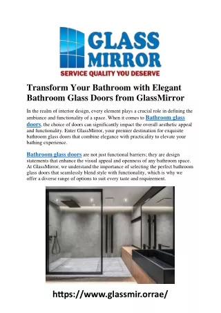 Transform Your Bathroom with Elegant Bathroom Glass Doors from GlassMirror