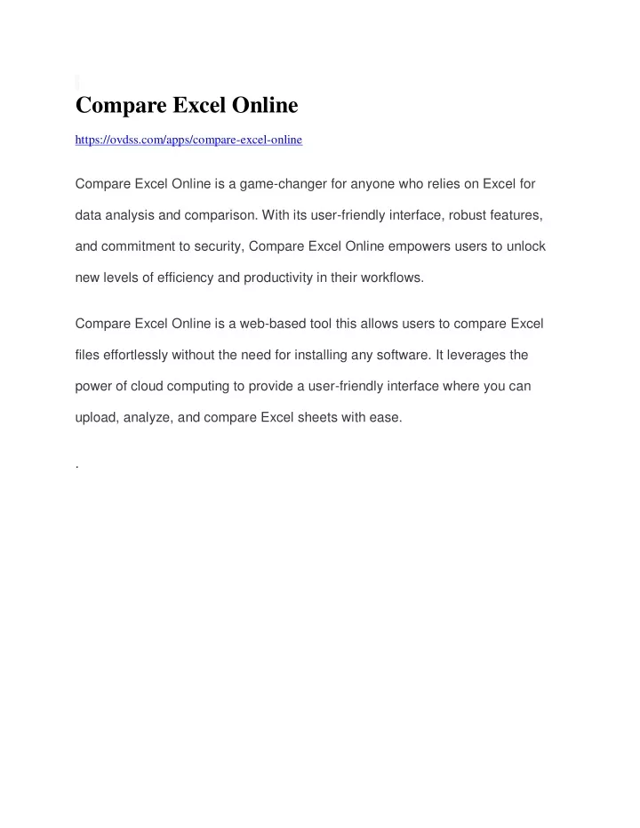 compare excel online