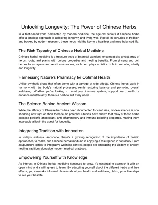 unlocking longevity the power of chinese herbs