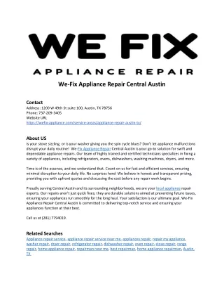 We-Fix Appliance Repair Central Austin