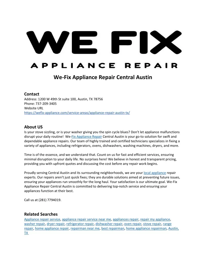 we fix appliance repair central austin