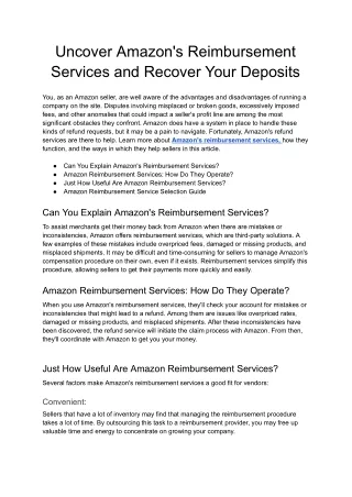 Uncover Amazon's Reimbursement Services and Recover Your Deposits - Google Docs