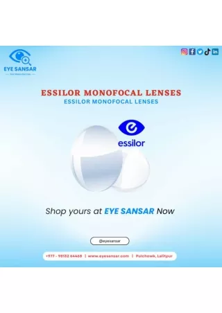 Essilor Monofocal Lenses | Eye Sansar