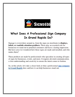What Does A Professional Sign Company In Grand Rapids Do.
