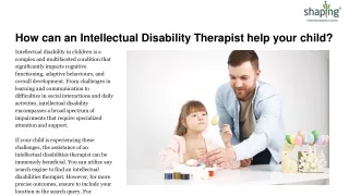 How can an Intellectual Disability Therapist help your child_