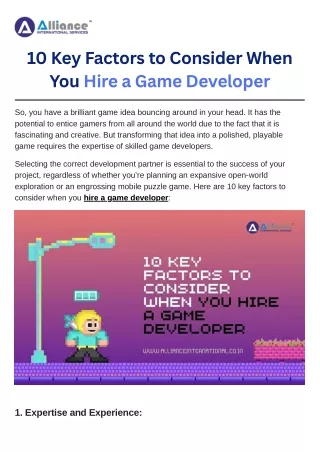 10 key factors to consider when you hire a game