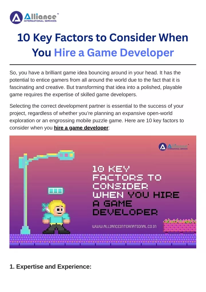 10 key factors to consider when you hire a game