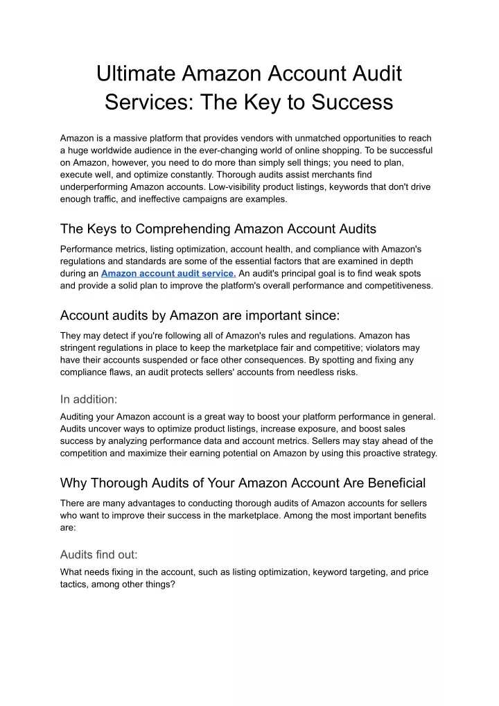 ultimate amazon account audit services