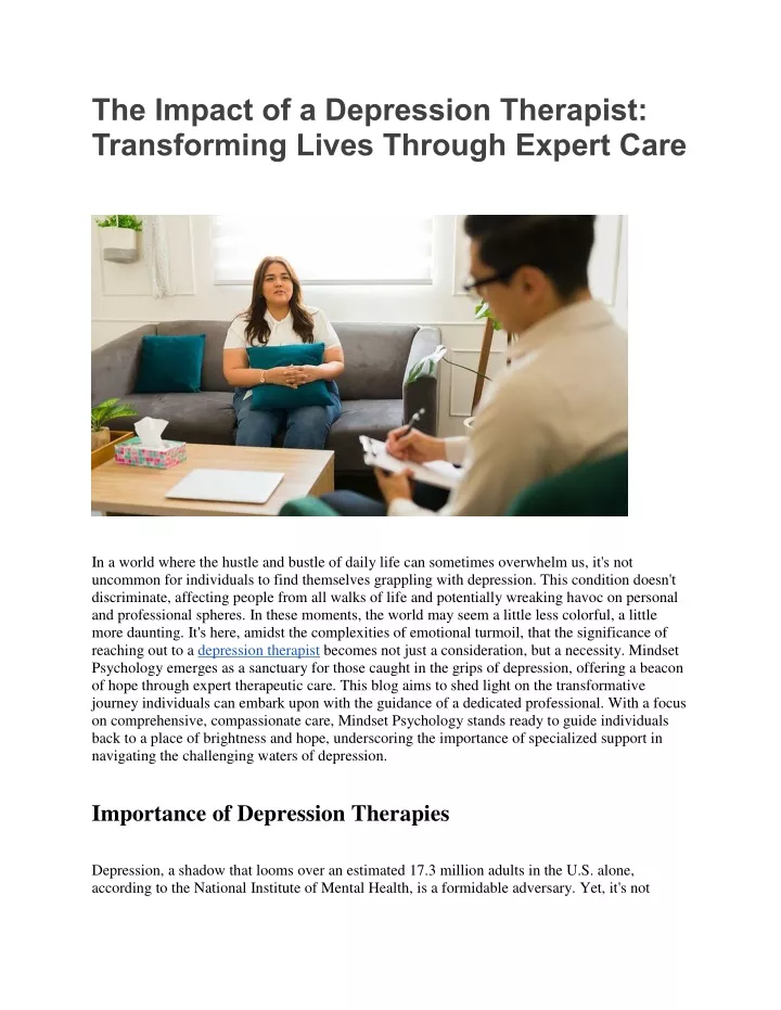 the impact of a depression therapist transforming