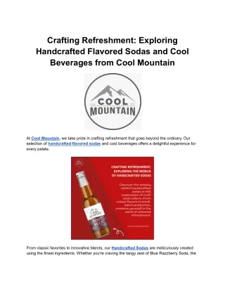 Crafting Refreshment: Exploring Handcrafted Flavored Sodas and Cool Beverages fr