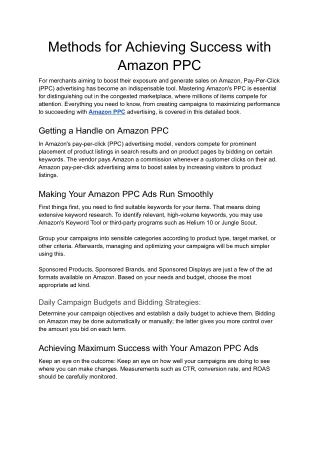 Methods for Achieving Success with Amazon PPC - Google Docs