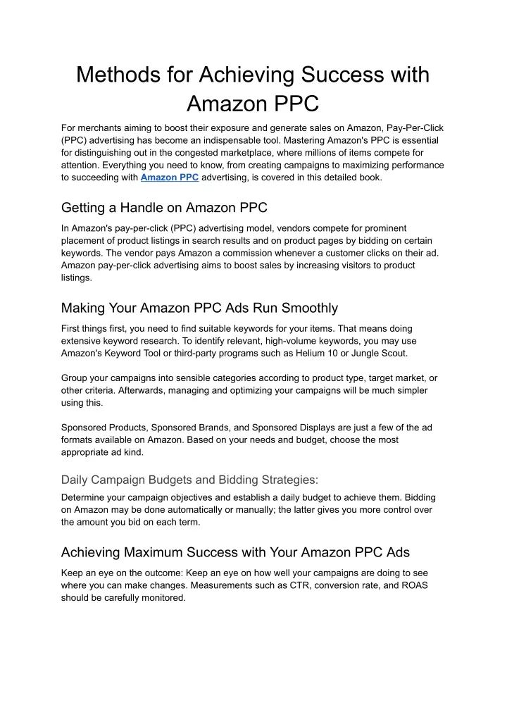 methods for achieving success with amazon ppc