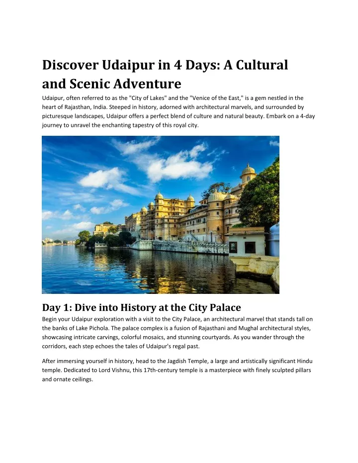 discover udaipur in 4 days a cultural and scenic
