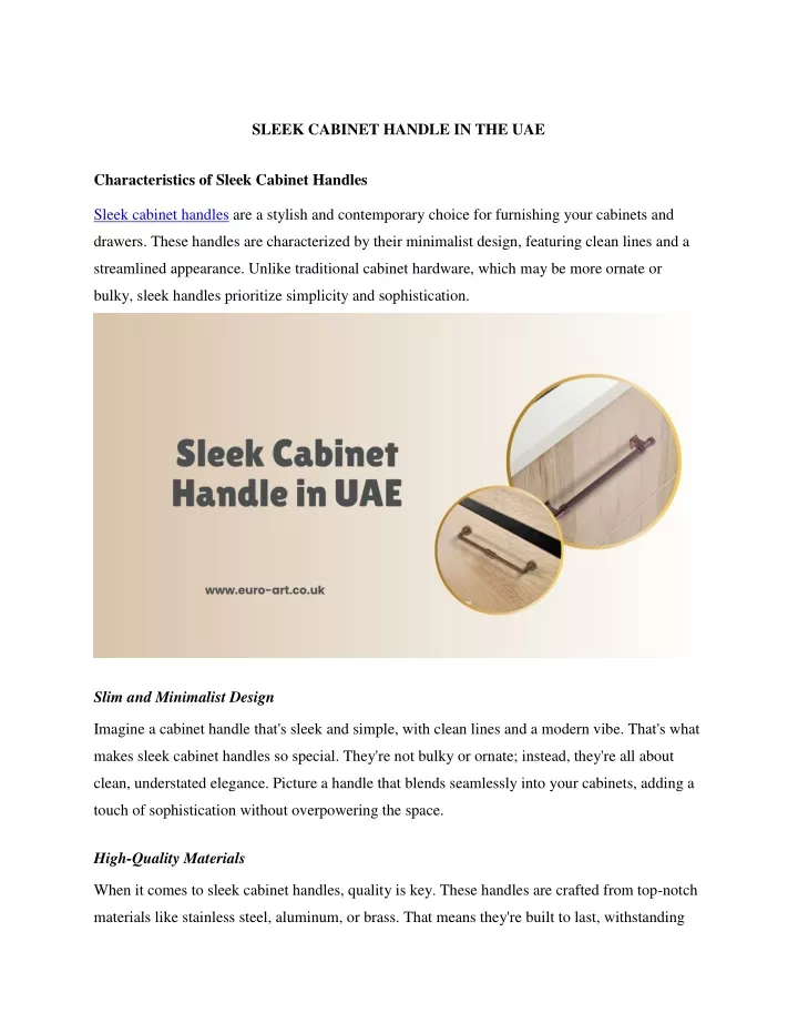 sleek cabinet handle in the uae
