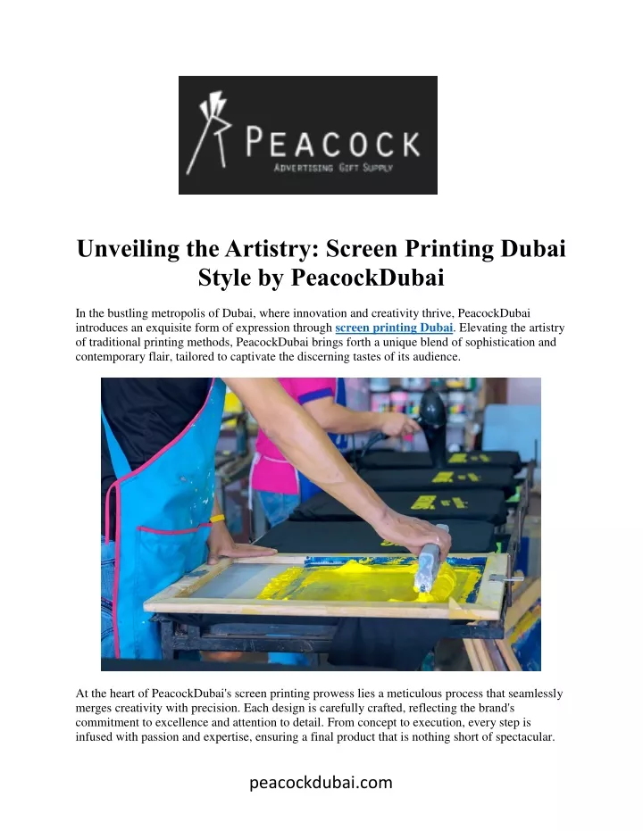 unveiling the artistry screen printing dubai