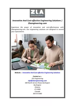 Innovative And Cost-effective Engineering Solutions  Zlaengineering.com