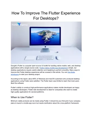 how to improve the flutter experience for desktops