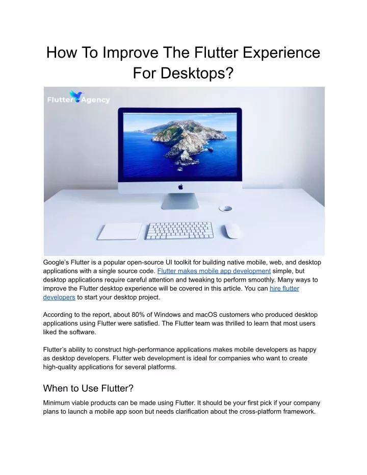 how to improve the flutter experience for desktops