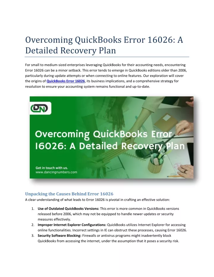 overcoming quickbooks error 16026 a detailed