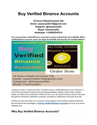 Buy Verified Binance Accounts