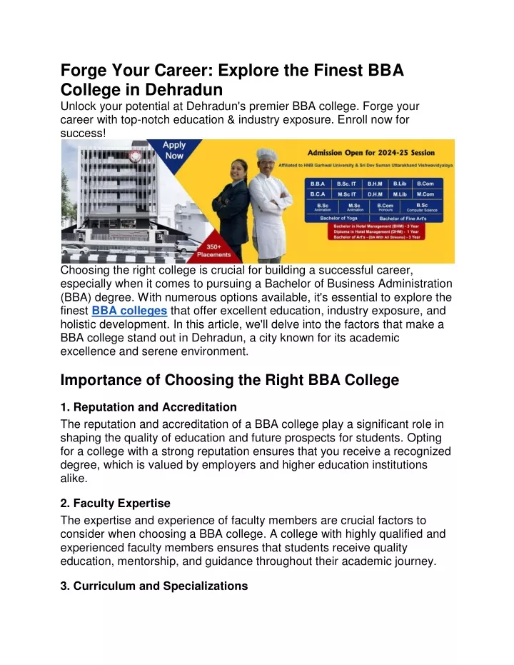 forge your career explore the finest bba college