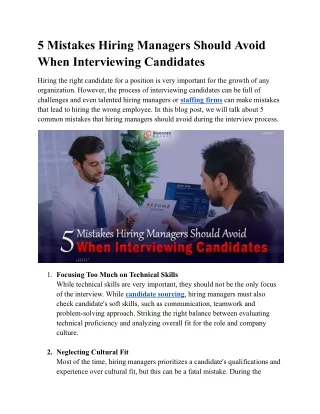 5 Mistakes Hiring Managers Should Avoid When Interviewing Candidates