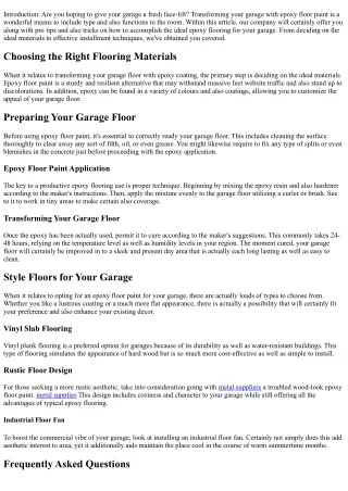 introduction are you hoping to give your garage