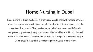Home nursing in Dubai