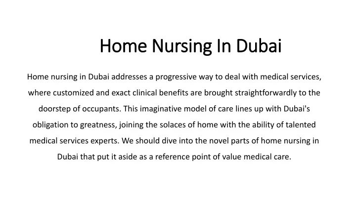 home nursing i n d ubai