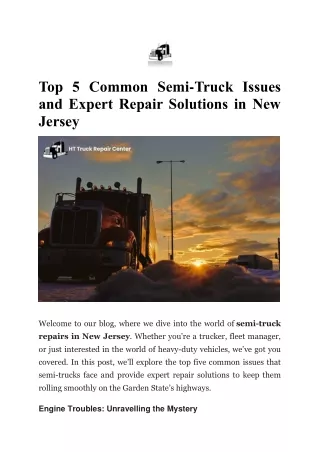 Top 5 Common Semi-Truck Issues and Expert Repair