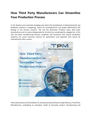 How Third Party Manufacturers Can Streamline Your Production Process