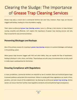 Clearing the Sludge The Importance of Grease Trap Cleaning Services