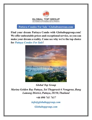 Pattaya Condos For Sale  Globaltopgroup.com