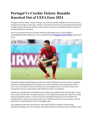 Portugal Vs Czechia Ronaldo Knocked Out of UEFA Euro 2024