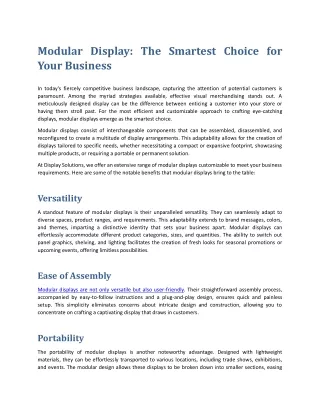 Modular Display: The Smartest Choice for Your Business